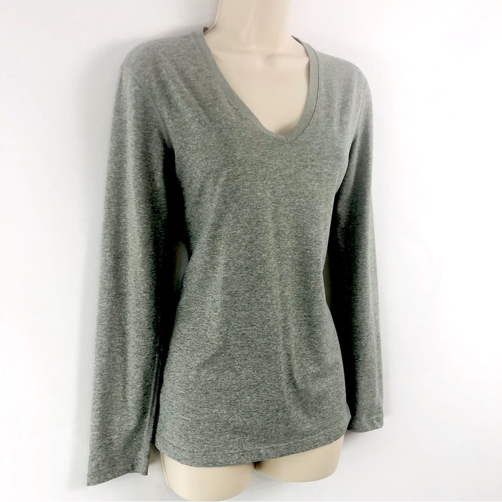 Nike Dri-Fit V Neck Gray Long Sleeve Shirt